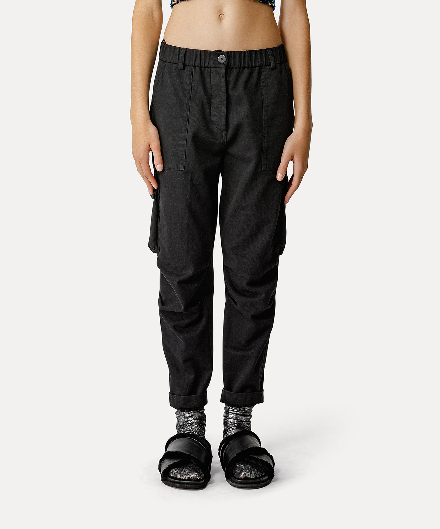 Women's cotton twill pants elastic waist new arrivals