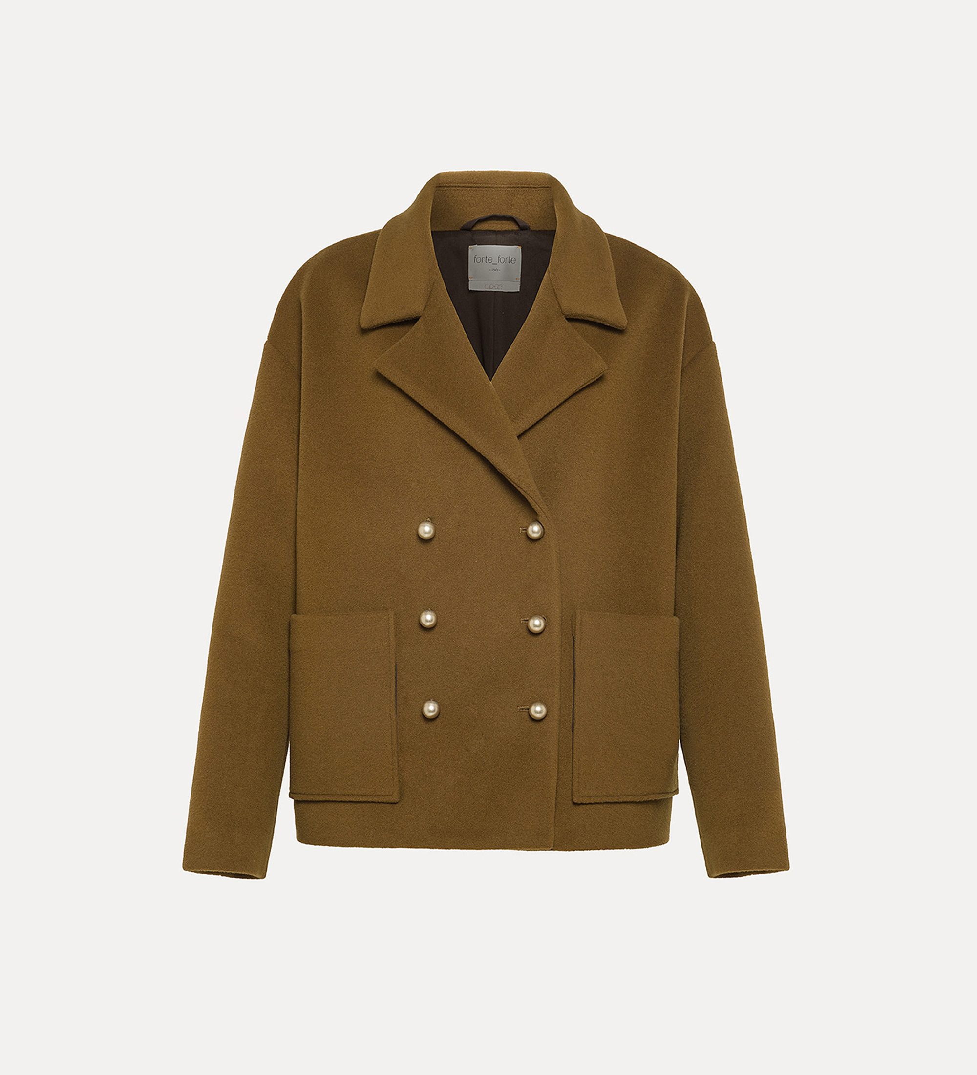 peacoat in a cashmere velour blend olive forte forte